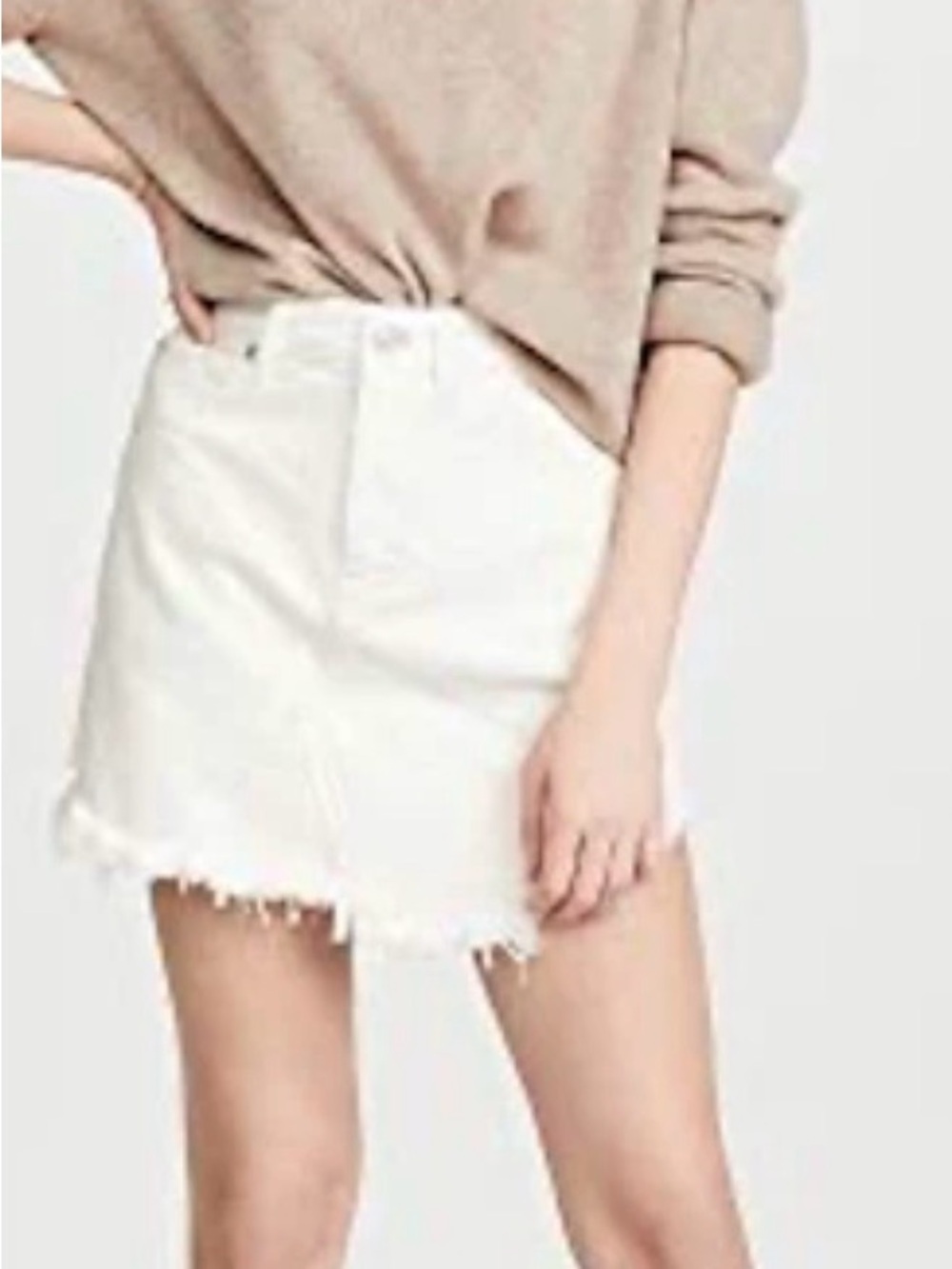 Free People Bailey Fringe Denim Mini Skirt Size 29 Coconut White NEW With Tags